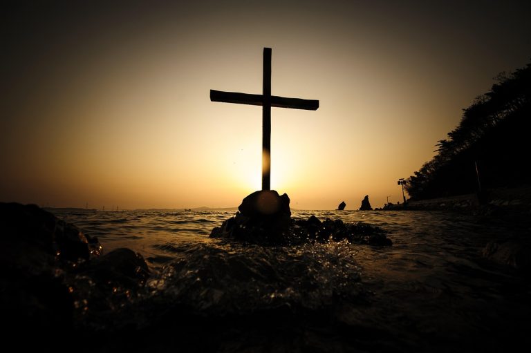 océan, coucher de soleil, plage, lueur, le coucher du soleil, côte ouest, république de corée, mer, île rocheuse, nature, croix, grâce, christian, solaire