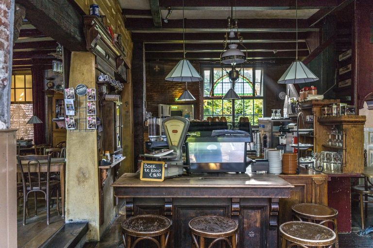 lampe, léger, ampoule, électricité, pendre, acier, chaises, table, le restaurant, bar
