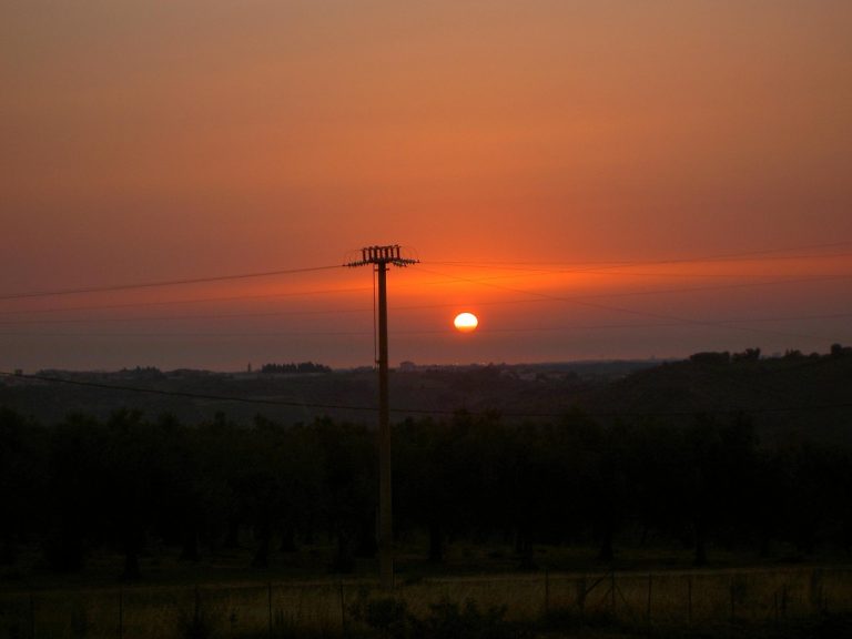 poteau électrique, nature, énergie, ligne électrique, le coucher du soleil