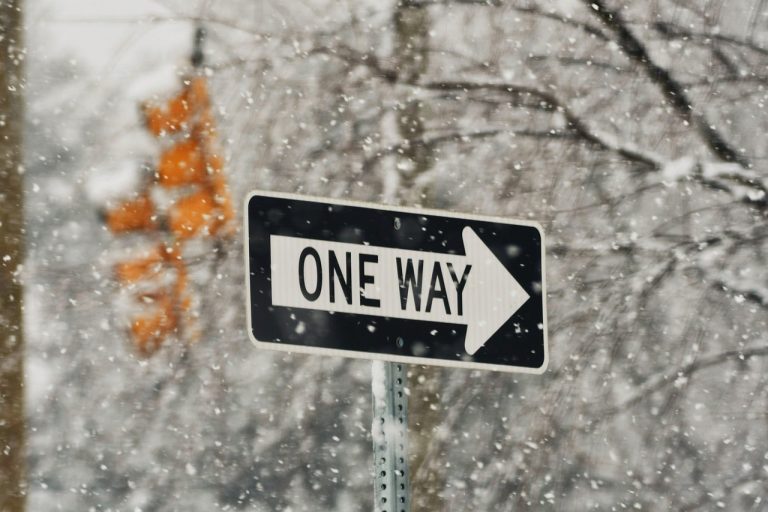 une façon, panneau de signalisation, nature, hiver, la navigation, neige