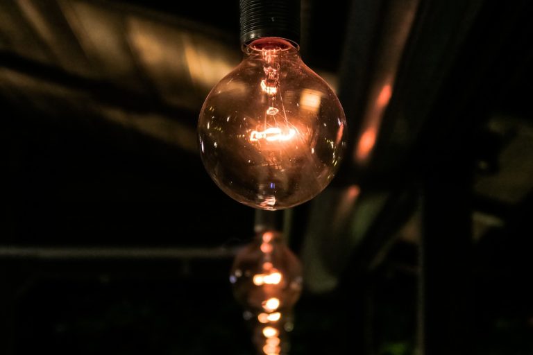 foncé, nuit, léger, ampoule, électricité